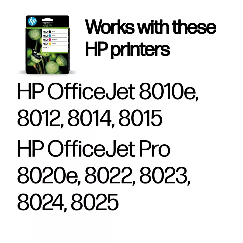 HP 912 4 iepakojums Melna/Cian/Madženta/Dzeltena oriģinālās tintes kasetnes