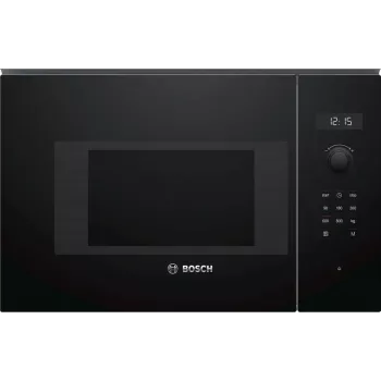 Iebūvējamā solo mikroviļņu krāsns Bosch Serie 6 BFL524MB0 — 800 W, 20 L, grils, skārienvadība un rotācijas vadība, melna