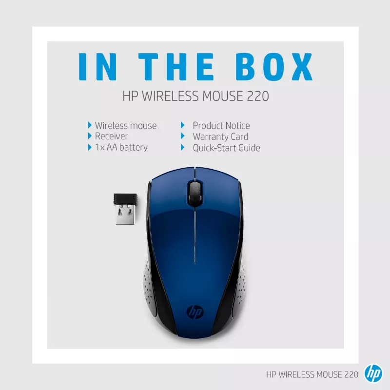 HP Wireless Mouse 220 (Lumiere Blue), abpusējs, RF bezvadu, zils