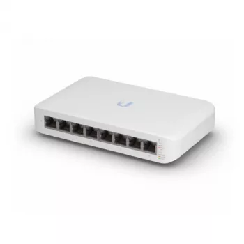 Pārvaldāms komutators UBIQUITI UniFi Switch Lite 8 PoE L2, 8× Gigabit Ethernet, 4× PoE+ (30 W uz portu), 54 V līdzstrāva, 60 W patēriņš
