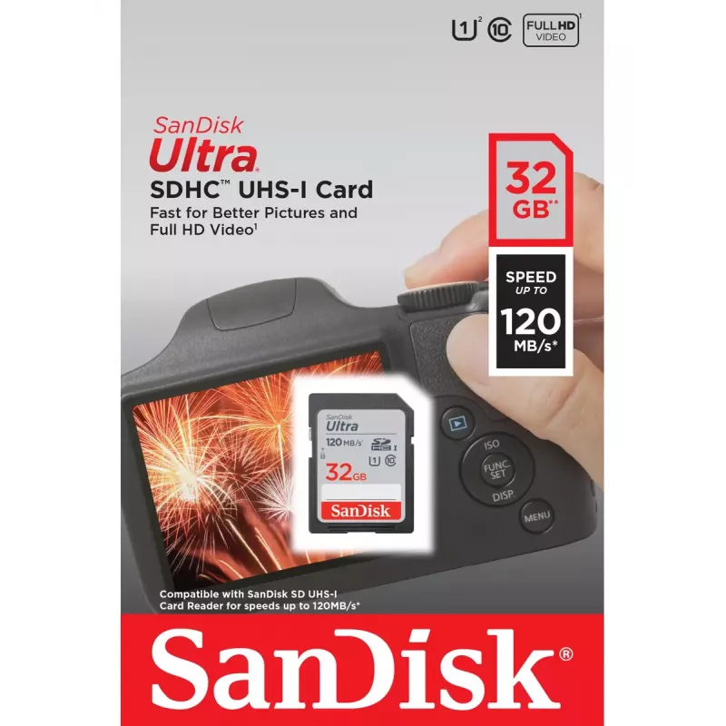 WESTERN DIGITAL SanDisk Ultra 32GB SDHC atmiņas karte Class 10 UHS-I 120MB/s (SDSDUN4-032G-GN6IN)