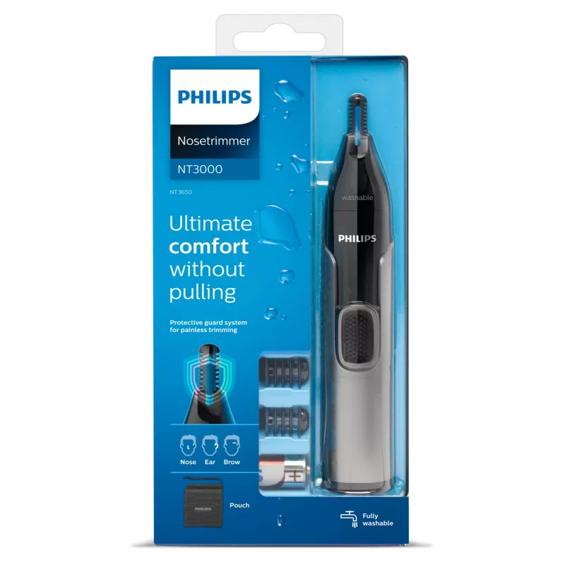 Philips 3000 sērijas deguna trimmeris Nose Trimmer Series 3000 NT3650/16 Mazgājams deguna, ausu un uzacu trimmeris ar 2 ķemmēm