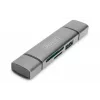 DIGITUS Combo karšu lasītāja centrmezgls (USB-C+USB 3.0) 1x SD, 1x MicroSD, 1x USB 3.0, pelēks