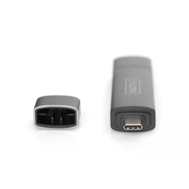 DIGITUS Combo karšu lasītāja centrmezgls (USB-C+USB 3.0) 1x SD, 1x MicroSD, 1x USB 3.0, pelēks