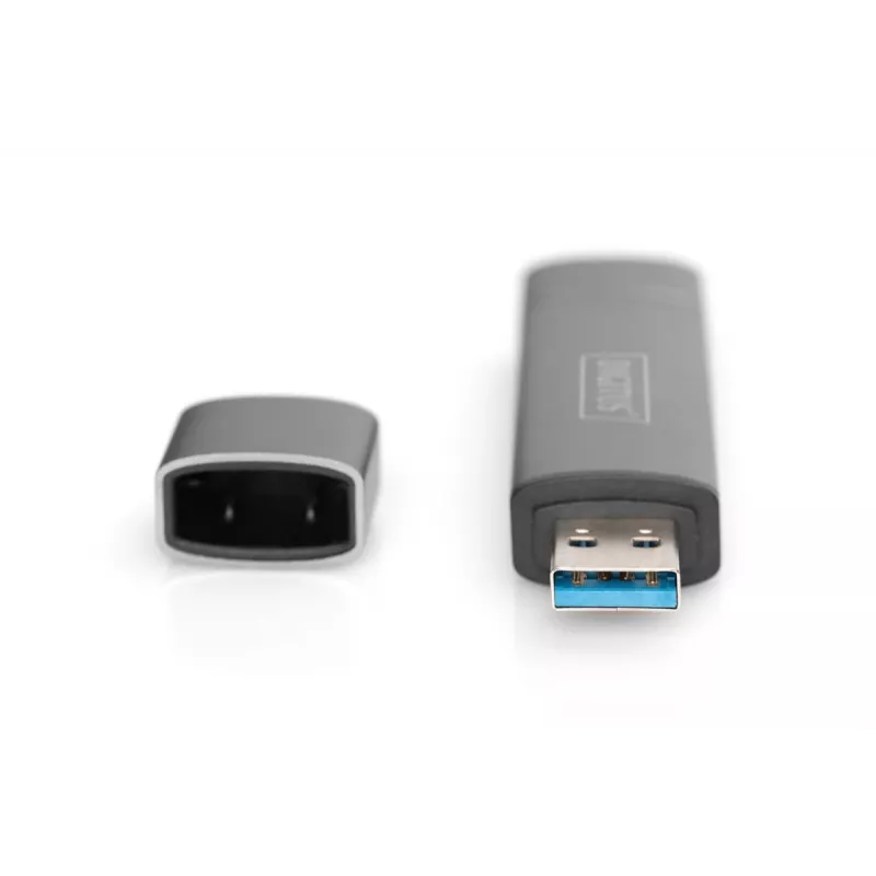DIGITUS Combo karšu lasītāja centrmezgls (USB-C+USB 3.0) 1x SD, 1x MicroSD, 1x USB 3.0, pelēks