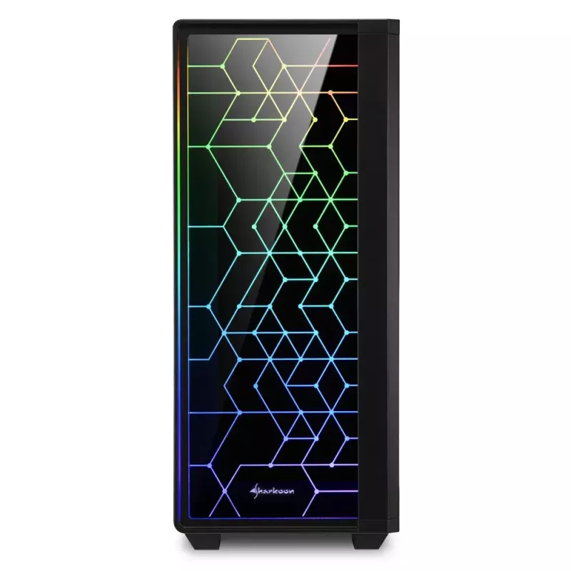 PC korpuss Sharkoon RGB LIT 100 Midi Tower melns