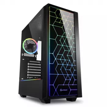 PC korpuss Sharkoon RGB LIT 100 Midi Tower melns