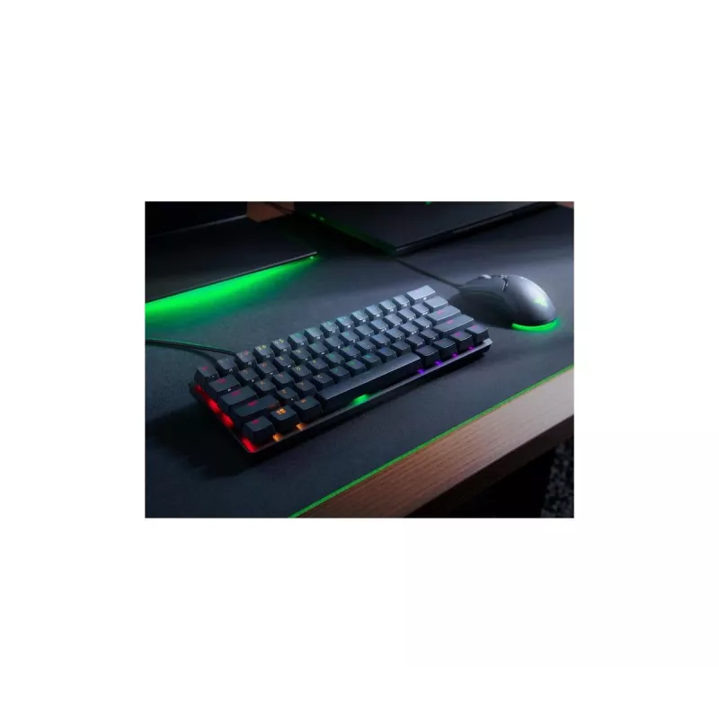 Mehāniskā spēļu tastatūra Razer Huntsman Mini, Mini formas faktors, QWERTY US International, optiskie slēdži, vadu USB, melna