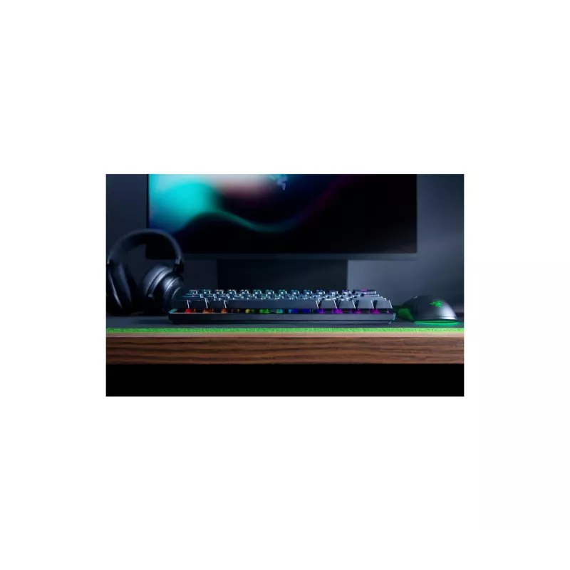 Mehāniskā spēļu tastatūra Razer Huntsman Mini, Mini formas faktors, QWERTY US International, optiskie slēdži, vadu USB, melna