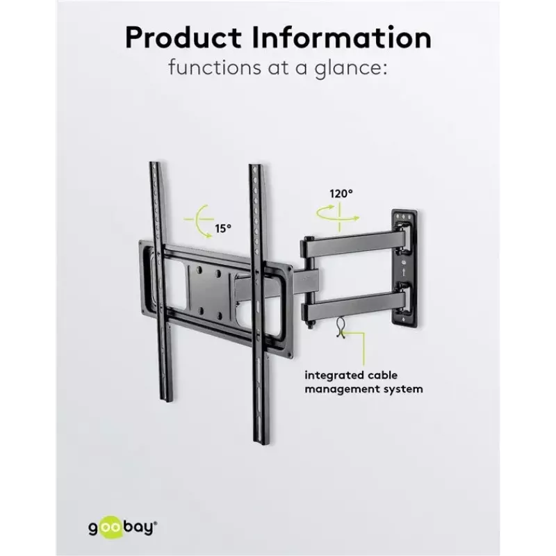 Goobay TV sienas stiprinājums Basic FULLMOTION M 35 kg 32-55 collas