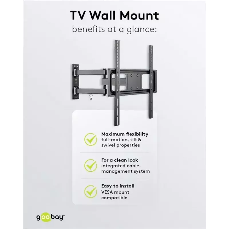 Goobay TV sienas stiprinājums Basic FULLMOTION M 35 kg 32-55 collas
