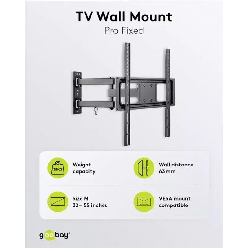 Goobay TV sienas stiprinājums Basic FULLMOTION M 35 kg 32-55 collas