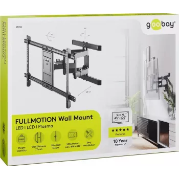 Goobay TV sienas stiprinājums Pro FULLMOTION (XL) 60 kg 43–100 collas