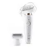 Epilators BRAUN Silk-epil 9 Flex SES9002 — 40 min darbības laiks, slapjš un sauss, 40 pincetes, 2 ātrumi, balts/zelta