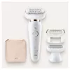 Epilators BRAUN Silk-epil 9 Flex SES9002 — 40 min darbības laiks, slapjš un sauss, 40 pincetes, 2 ātrumi, balts/zelta