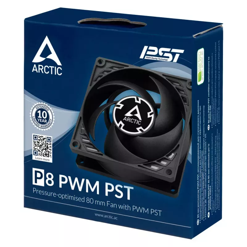ARCTIC P8 PWM PST - Spiedienam optimizēts 80 mm ventilators ar PWM PST