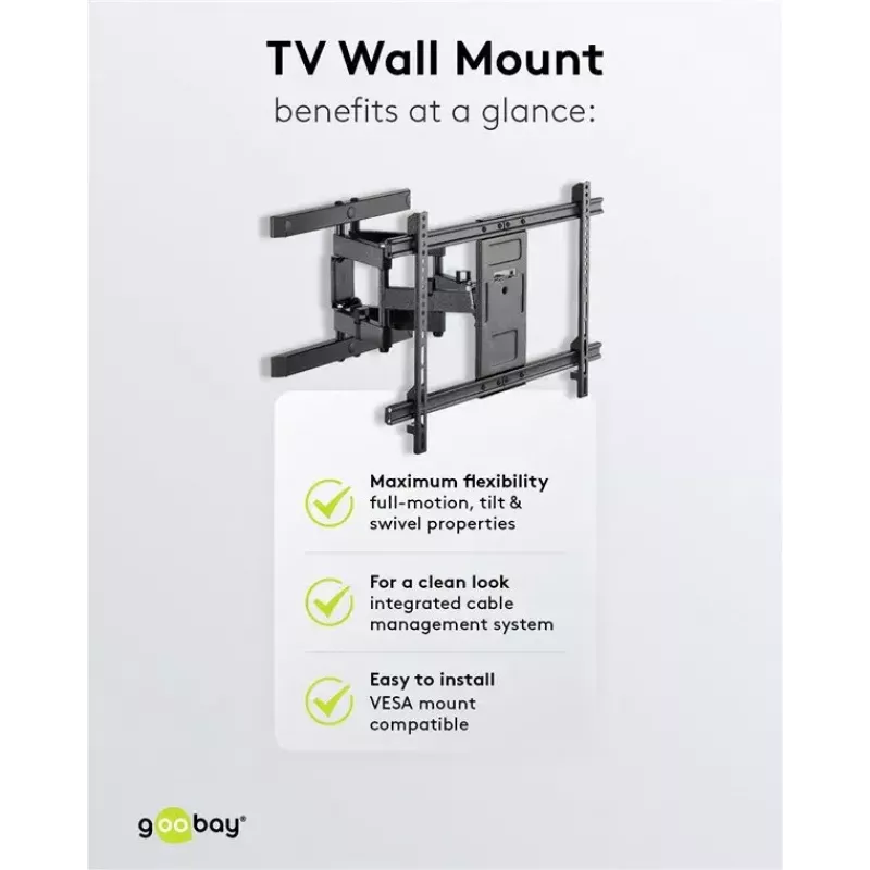Goobay TV sienas stiprinājums Pro FULLMOTION (L) 60 kg 37–70 collas