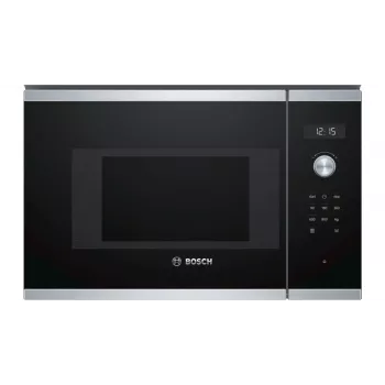 Iebūvējama solo mikroviļņu krāsns Bosch Serie 6 BFL524MS0 — 800 W, 20 L, skārienjutīga vadība, nerūsējošais tērauds/melna