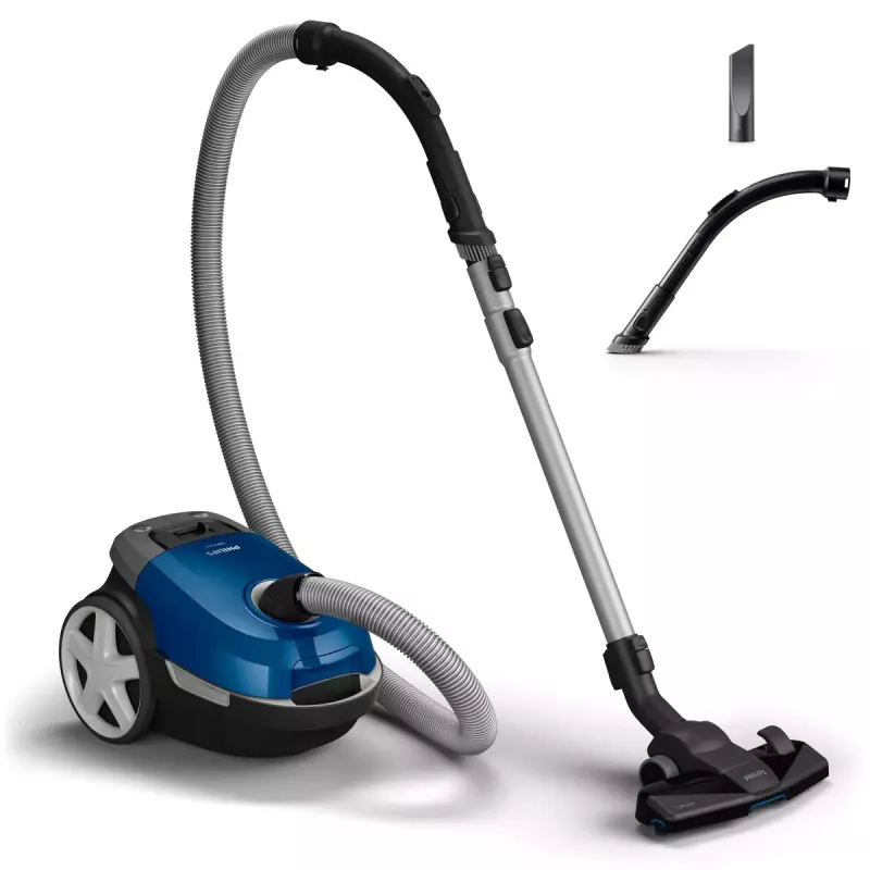 Cilindriskais putekļsūcējs Philips XD3110/09 — 900 W, 3 L putekļu maiss, HEPA filtrācija, teleskopiska metāla caurule