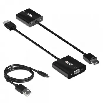 CLUB3D CAC-1302 video kabeļa adapteris 0,5 m HDMI Type A (Standard) VGA (D-Sub) Melns