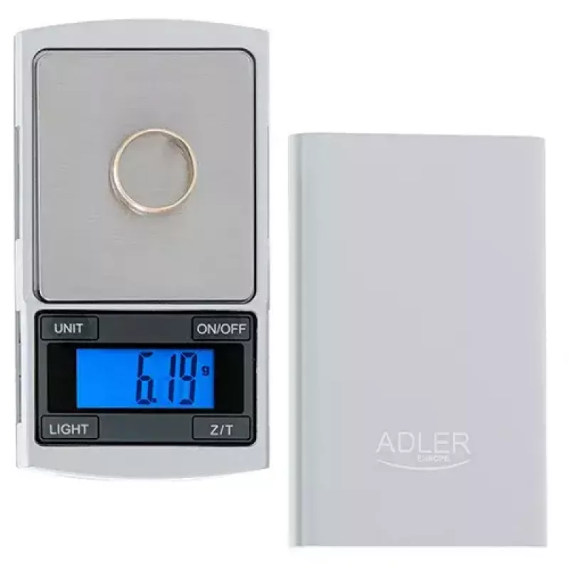 Precīzijas svari Adler AD 3168, 100 g ietilpība, 0,01 g precizitāte, sudraba krāsa, pārnēsājami