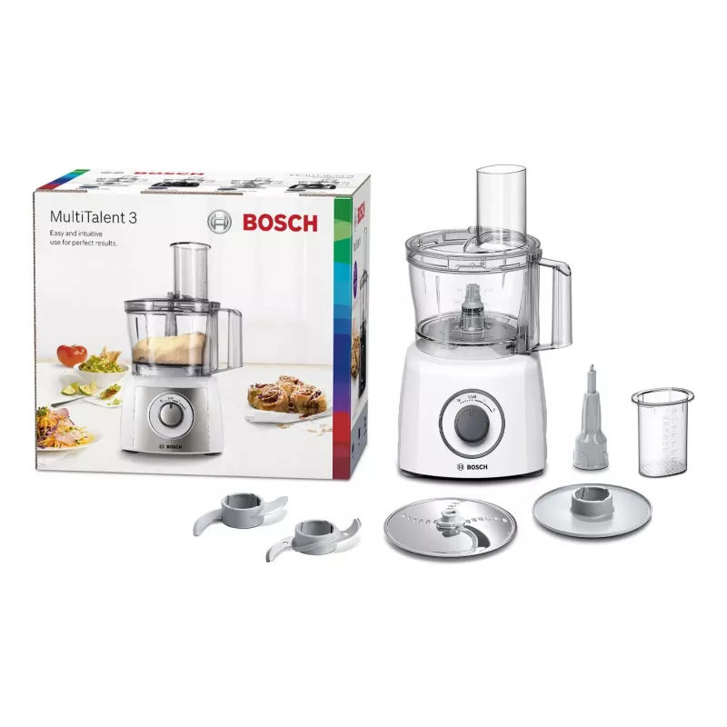 Virtuves kombains Bosch MCM3100W — 800 W, 2,3 L bļoda, 2 ātrumi, turbo, balts