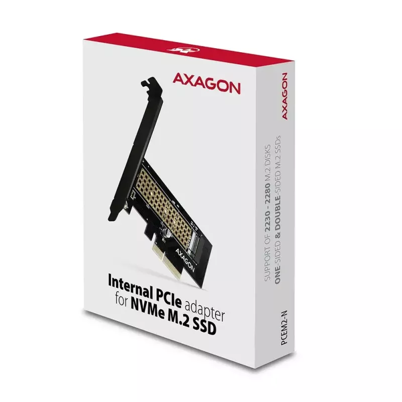 AXAGON ECO PCEM2-N PCIE NVME M.2 adapteris iekšējais adapteris PCI-Express x4 NVMe M.2 SSD cietā diska pievienošanai datoram