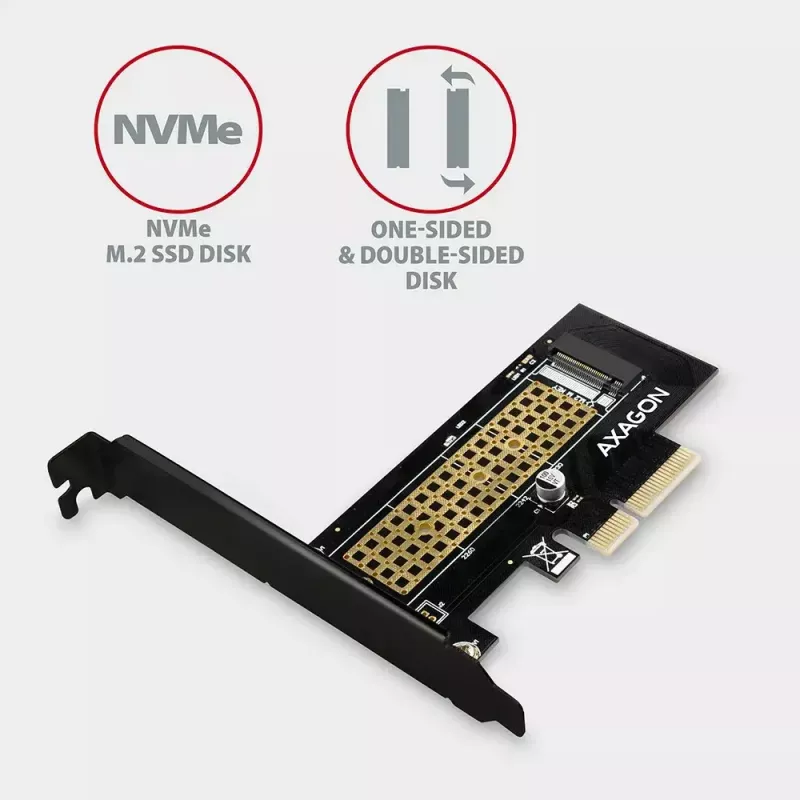 AXAGON ECO PCEM2-N PCIE NVME M.2 adapteris iekšējais adapteris PCI-Express x4 NVMe M.2 SSD cietā diska pievienošanai datoram