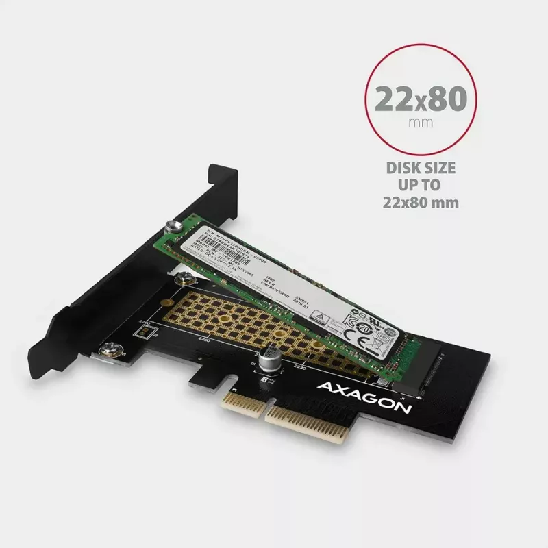 AXAGON ECO PCEM2-N PCIE NVME M.2 adapteris iekšējais adapteris PCI-Express x4 NVMe M.2 SSD cietā diska pievienošanai datoram