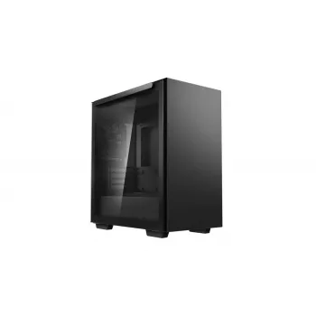 PC korpuss DeepCool MACUBE 110 Midi Tower Melns — microATX/Mini-ITX, rūdīts stikls, atbalsta GPU 320 mm, CPU dzesētāju 165 mm