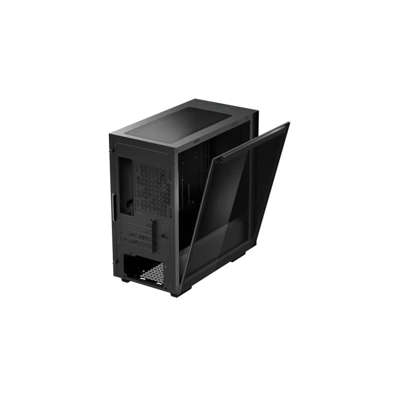 PC korpuss DeepCool MACUBE 110 Midi Tower Melns — microATX/Mini-ITX, rūdīts stikls, atbalsta GPU 320 mm, CPU dzesētāju 165 mm