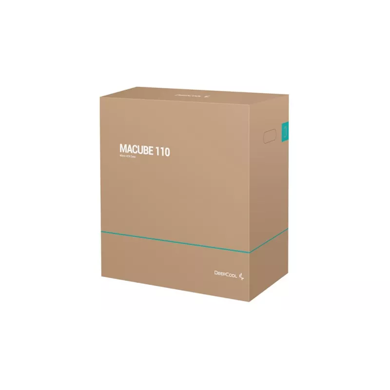 PC korpuss DeepCool MACUBE 110 Midi Tower Melns — microATX/Mini-ITX, rūdīts stikls, atbalsta GPU 320 mm, CPU dzesētāju 165 mm