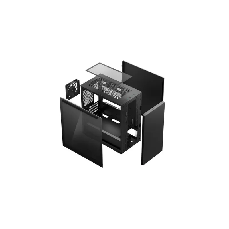 PC korpuss DeepCool MACUBE 110 Midi Tower Melns — microATX/Mini-ITX, rūdīts stikls, atbalsta GPU 320 mm, CPU dzesētāju 165 mm