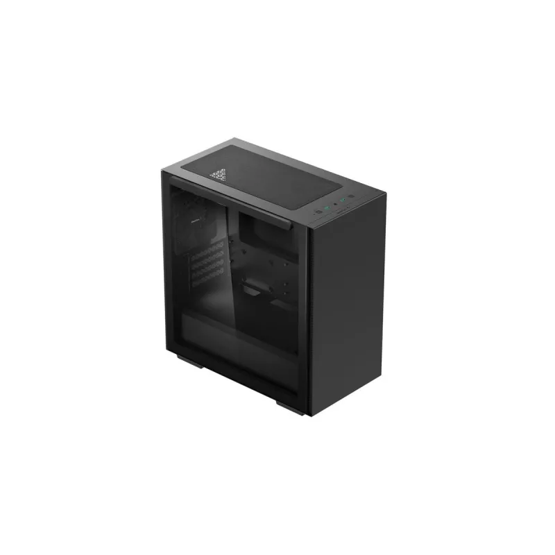 PC korpuss DeepCool MACUBE 110 Midi Tower Melns — microATX/Mini-ITX, rūdīts stikls, atbalsta GPU 320 mm, CPU dzesētāju 165 mm