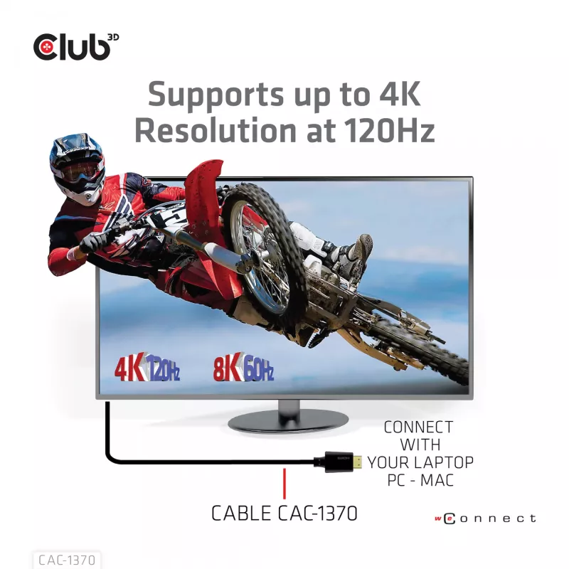 CLUB3D Ultra High Speed HDMI 4K120Hz, 8K60Hz sertificēts kabelis 48Gbps M/M 1,5 m/4,92 pēdas