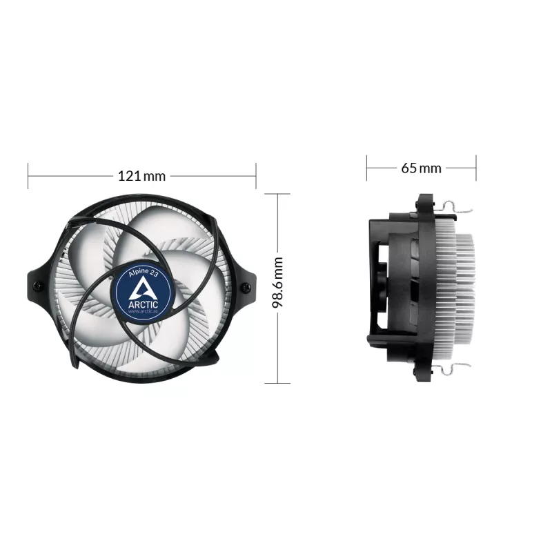 ARCTIC Alpine 23 - Compact AMD CPU-Cooler Processor Air cooler 9 cm Aluminium, Melns 1 gab.