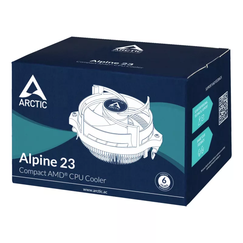 ARCTIC Alpine 23 - Compact AMD CPU-Cooler Processor Air cooler 9 cm Aluminium, Melns 1 gab.