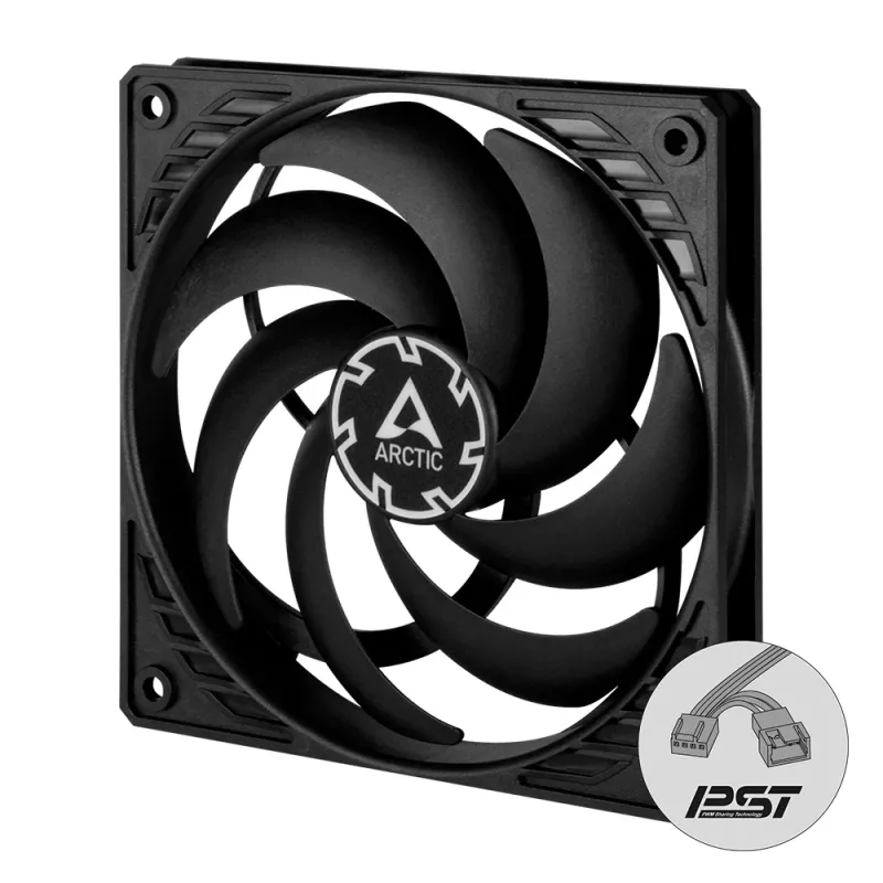 ARCTIC P12 Slim PWM PST spiediena optimizēts 120 mm PWM ventilators ar integrētu Y-kabeli