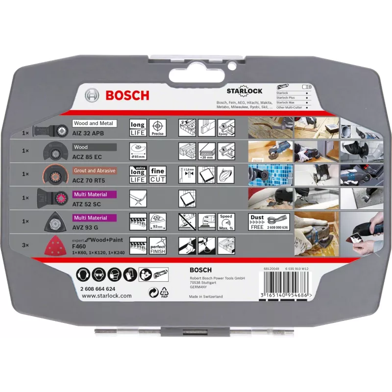 Bosch 2 608 664 624 daudzfunkciju instrumenta stiprinājums Asmeņu komplekts