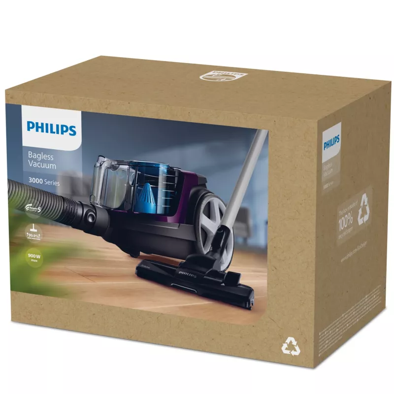 Philips 3000 series FC9333/09 putekļu sūcējs 1,5 L cilindriskais putekļu sūcējs sausajai tīrīšanai 900 W bez putekļu maisiņa
