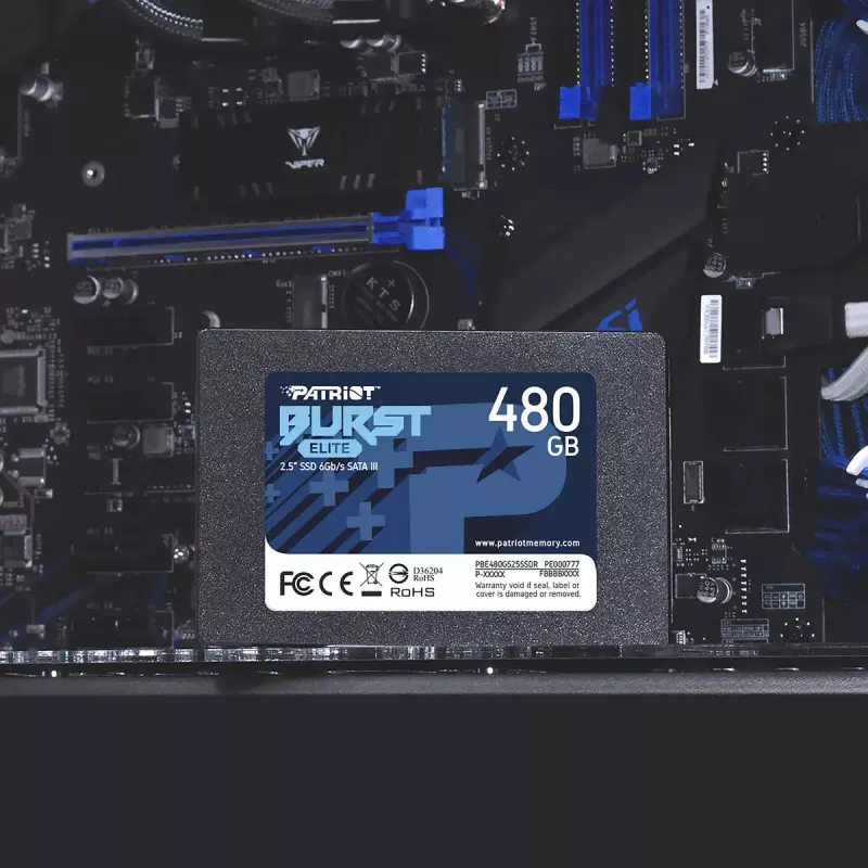 2.5 collu SATA SSD PATRIOT Burst Elite 480GB — 450 MB/s lasīšana, 320 MB/s rakstīšana, 2.5 collu SATA III, 7 mm