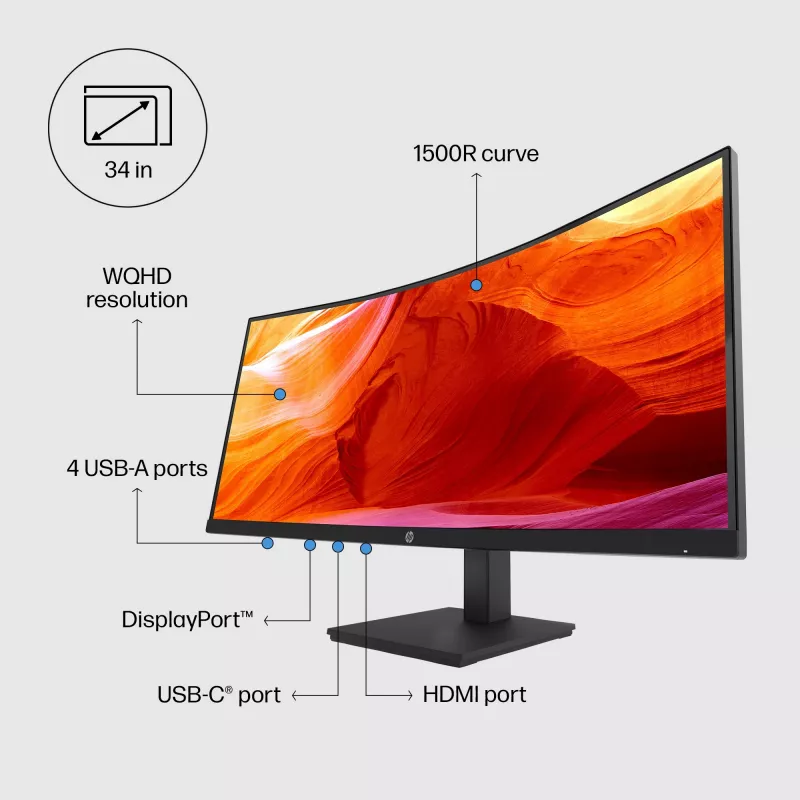 Monitors HP P34hc G4 34 collu Wide Quad HD LCD 3440 x 1440