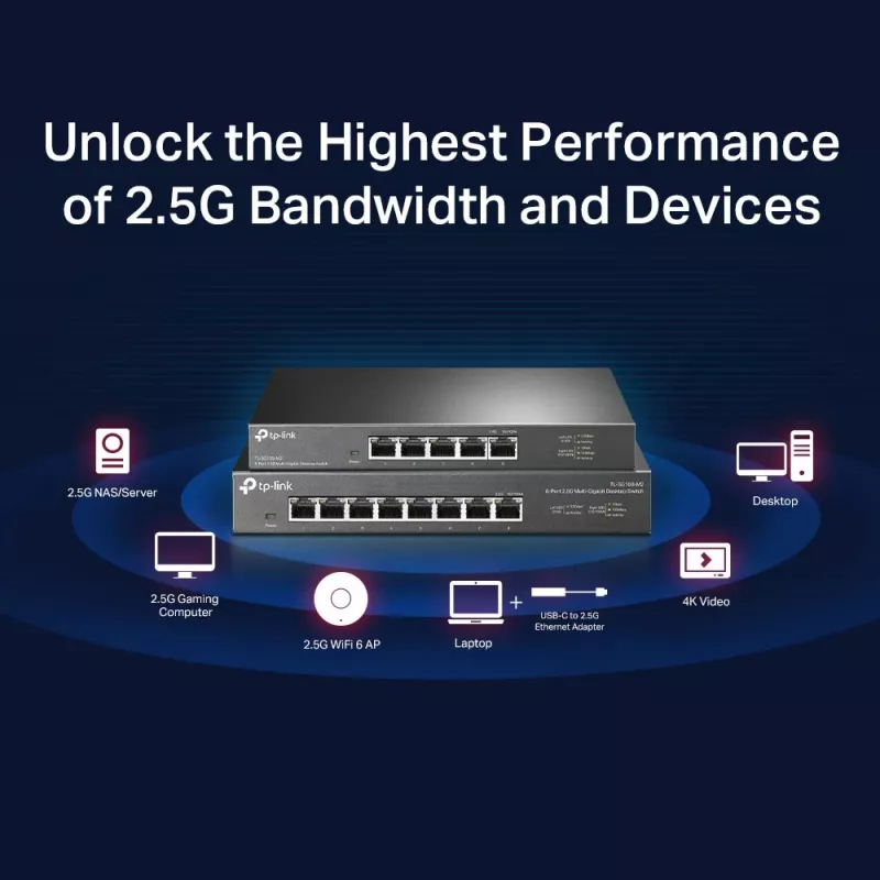 Nepārvaldāms slēdzis TP-Link TL-SG105-M2 5 portu 2.5G galddatora slēdzis