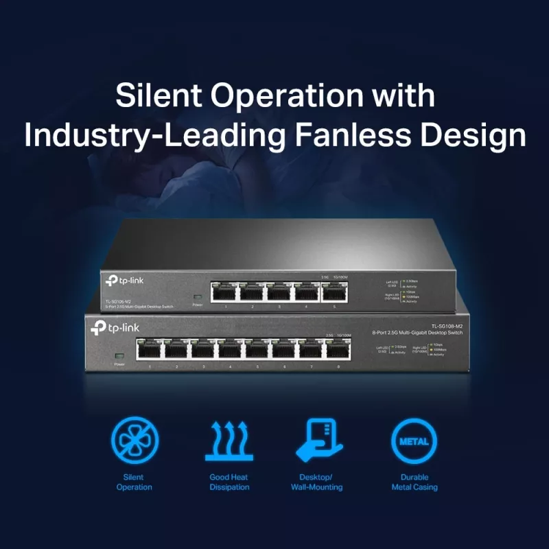 Nepārvaldāms slēdzis TP-Link TL-SG105-M2 5 portu 2.5G galddatora slēdzis