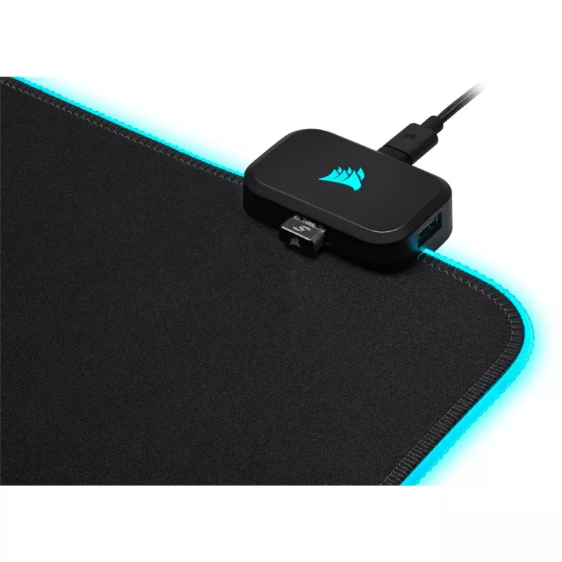 Spēļu peles paliktnis CORSAIR MM700 RGB — 930×400 mm, 4 mm biezums, gumijas pamatne, ar USB darbināms LED fona apgaismojums, melns