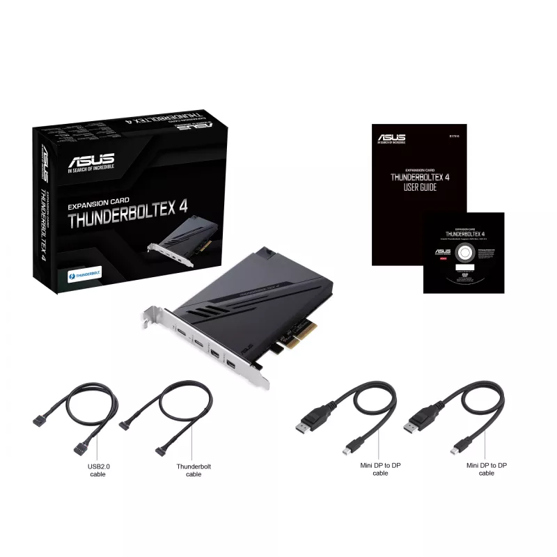 ASUS ThunderboltEX 4 interfeisa kartes/adapteris Iekšējais Mini DisplayPort, PCIe, Thunderbolt, USB 2.0, USB 3.2 Gen 2 (3.1 Gen 2)
