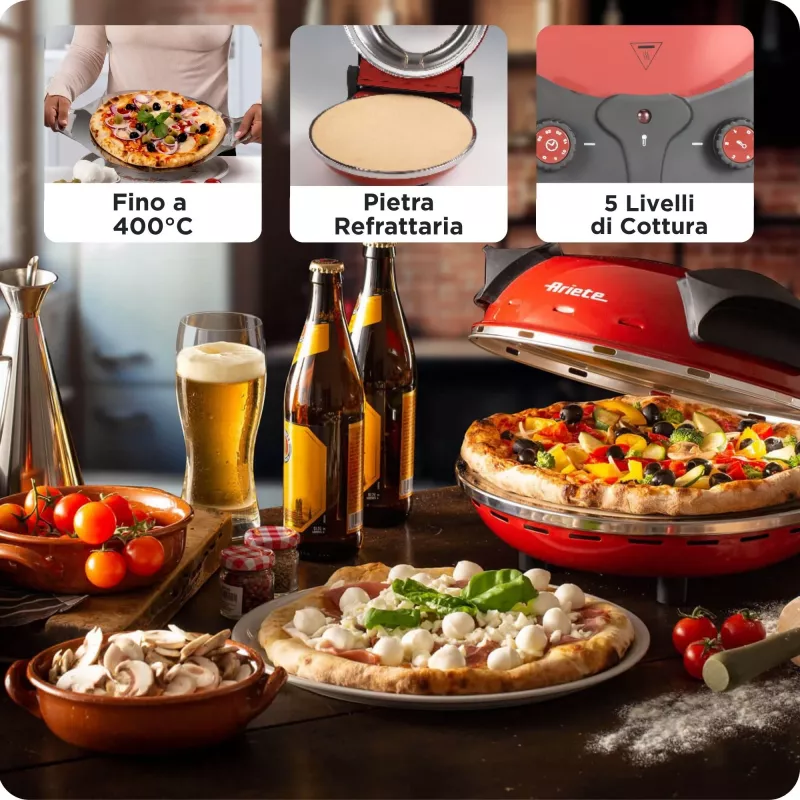 Picu krāsns Ariete 0909/10 1200 W Melns Sarkans 1 pica 33 cm