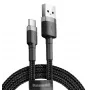 BASEUS pīts Cafule ātrās uzlādes kabelis - USB Typee-A uz Type-C 2A - 3m - pelēks/melns (neilons)