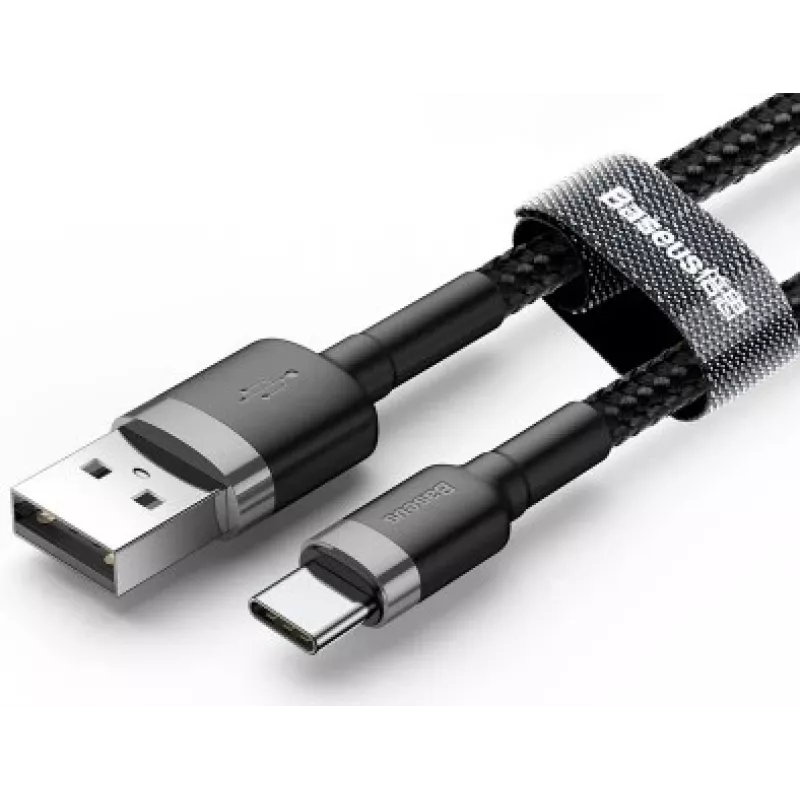 BASEUS pīts Cafule ātrās uzlādes kabelis - USB Typee-A uz Type-C 2A - 3m - pelēks/melns (neilons)