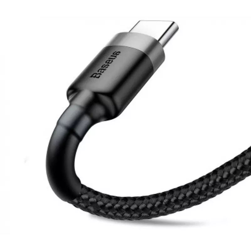 BASEUS pīts Cafule ātrās uzlādes kabelis - USB Typee-A uz Type-C 2A - 3m - pelēks/melns (neilons)
